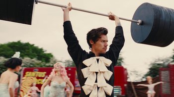 Movie still from “Harry Styles - Daylight” (2023), directed by Tanu Muiño – Medium shot, Low angle
