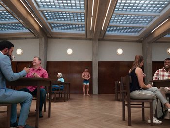 Movie still from “Paul Kalkbrenner - Schwer” (2023), directed by Jovan Todorović – Wide shot, High angle