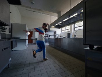 Movie still from “Paul Kalkbrenner - Schwer” (2023), directed by Jovan Todorović – Wide shot, Low angle