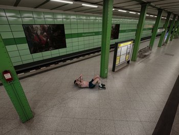 Movie still from “Paul Kalkbrenner - Schwer” (2023), directed by Jovan Todorović – Extreme Wide shot, High angle