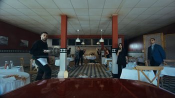 Movie still from “James Blake - Big Hammer” (2023), directed by Oscar Hudson – Wide shot, High angle