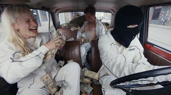 Movie still from “James Blake - Big Hammer” (2023), directed by Oscar Hudson – Medium shot, Low angle