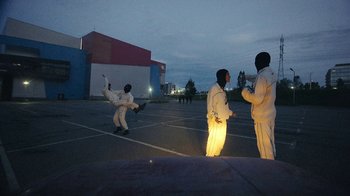 Movie still from “James Blake - Big Hammer” (2023), directed by Oscar Hudson – Wide shot, Low angle