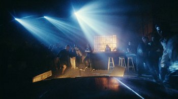 Movie still from “James Blake - Big Hammer” (2023), directed by Oscar Hudson – Extreme Wide shot, Low angle