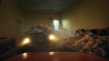 Movie still from “James Blake - Big Hammer” (2023), directed by Oscar Hudson – Wide shot, High angle