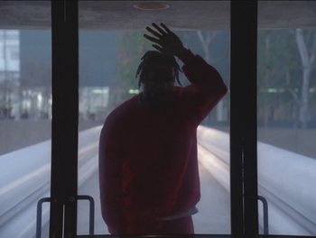 Movie still from “Maxo - Free!” (2023), directed by Vincent Haycock – Medium shot, Low angle