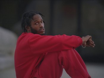 Movie still from “Maxo - Free!” (2023), directed by Vincent Haycock – Close Up shot, Low angle