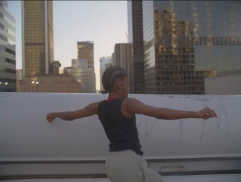 Movie still from “Maxo - Free!” (2023), directed by Vincent Haycock – Wide shot, Low angle