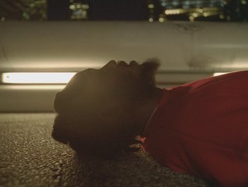 Movie still from “Maxo - Free!” (2023), directed by Vincent Haycock – Extreme Close Up shot, Overhead angle
