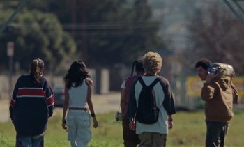 Movie still from “The Kid LAROI - …Growing Up” (2023), directed by Ramez Silyan – Wide shot, Low angle