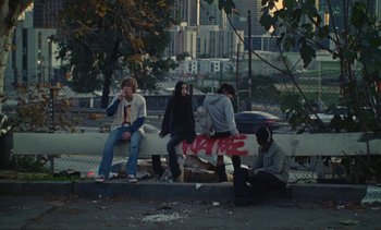 Movie still from “The Kid LAROI - …Growing Up” (2023), directed by Ramez Silyan – Wide shot, High angle