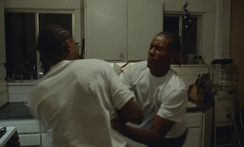 Movie still from “The Kid LAROI - …Growing Up” (2023), directed by Ramez Silyan – Medium shot, Over the shoulder angle