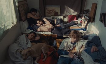 Movie still from “The Kid LAROI - …Growing Up” (2023), directed by Ramez Silyan – Wide shot, Overhead angle