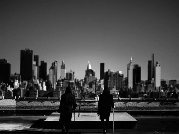 Movie still from “Depeche Mode - Ghosts Again” (2023), directed by Anton Corbijn – Wide shot, Low angle