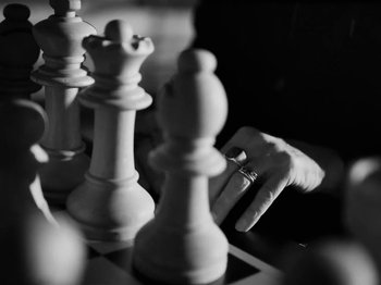 Movie still from “Depeche Mode - Ghosts Again” (2023), directed by Anton Corbijn – Extreme Close Up shot, High angle