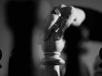 Movie still from “Depeche Mode - Ghosts Again” (2023), directed by Anton Corbijn – Extreme Close Up shot, Low angle