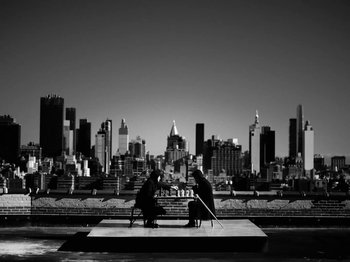 Movie still from “Depeche Mode - Ghosts Again” (2023), directed by Anton Corbijn – Extreme Wide shot, Low angle