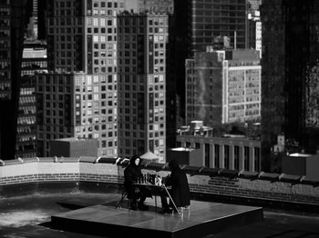 Movie still from “Depeche Mode - Ghosts Again” (2023), directed by Anton Corbijn – Extreme Wide shot, High angle