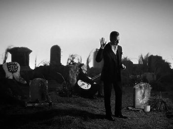Movie still from “Depeche Mode - Ghosts Again” (2023), directed by Anton Corbijn – Wide shot, Low angle