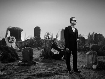 Movie still from “Depeche Mode - Ghosts Again” (2023), directed by Anton Corbijn – Wide shot, Low angle