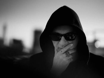 Movie still from “Depeche Mode - Ghosts Again” (2023), directed by Anton Corbijn – Close Up shot, Low angle