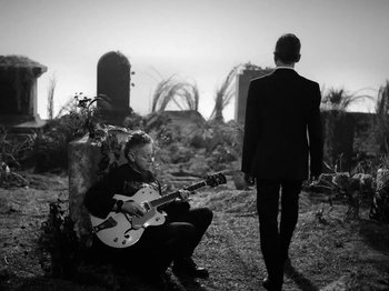 Movie still from “Depeche Mode - Ghosts Again” (2023), directed by Anton Corbijn – Wide shot, High angle