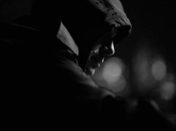 Movie still from “Depeche Mode - Ghosts Again” (2023), directed by Anton Corbijn – Extreme Close Up shot, Low angle