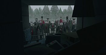 Movie still from “Monetochka - Burn” (2023), directed by Lado Kvataniya – Extreme Wide shot, High angle