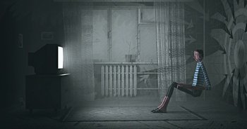 Movie still from “Monetochka - Burn” (2023), directed by Lado Kvataniya – Wide shot, Low angle