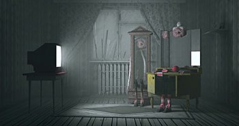 Movie still from “Monetochka - Burn” (2023), directed by Lado Kvataniya – Wide shot, Low angle