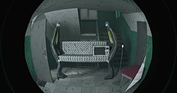 Movie still from “Monetochka - Burn” (2023), directed by Lado Kvataniya – Extreme Wide shot, Overhead angle