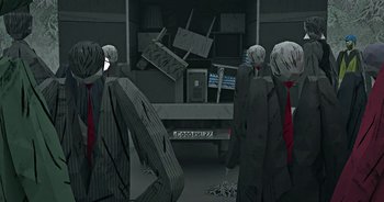 Movie still from “Monetochka - Burn” (2023), directed by Lado Kvataniya – Wide shot, High angle