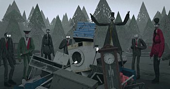 Movie still from “Monetochka - Burn” (2023), directed by Lado Kvataniya – Wide shot, Low angle