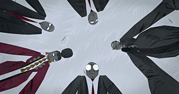 Movie still from “Monetochka - Burn” (2023), directed by Lado Kvataniya – Wide shot, Overhead angle