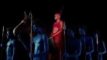 Movie still from “Tshegue - Mais” (2022), directed by Ibrahim Kamara – Wide shot, High angle