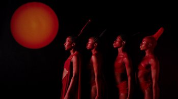Movie still from “Tshegue - Mais” (2022), directed by Ibrahim Kamara – Extreme Wide shot, Low angle