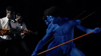 Movie still from “Tshegue - Mais” (2022), directed by Ibrahim Kamara – Medium shot, Over the shoulder angle
