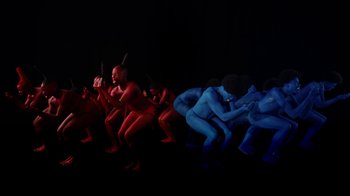 Movie still from “Tshegue - Mais” (2022), directed by Ibrahim Kamara – Extreme Wide shot, Low angle