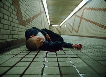Movie still from “ZNTNDR - Untitled Us” (2022), directed by Jovan Todorović – Wide shot, Overhead angle