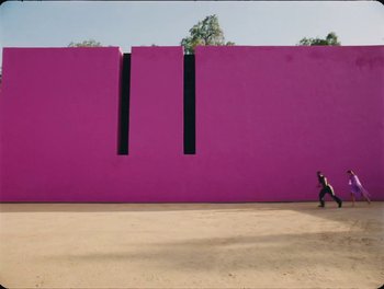 Movie still from “Elton John, Britney Spears - Hold Me Closer” (2022), directed by Tanu Muiño – Extreme Wide shot, Low angle