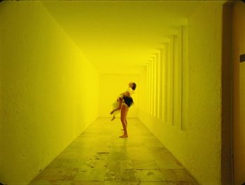 Movie still from “Elton John, Britney Spears - Hold Me Closer” (2022), directed by Tanu Muiño – Wide shot, Low angle