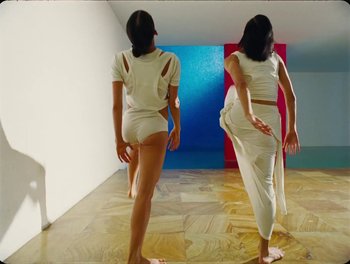 Movie still from “Elton John, Britney Spears - Hold Me Closer” (2022), directed by Tanu Muiño – Wide shot, Low angle