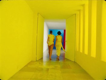 Movie still from “Elton John, Britney Spears - Hold Me Closer” (2022), directed by Tanu Muiño – Wide shot, Low angle