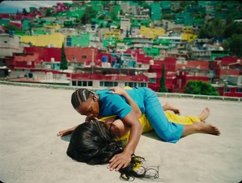 Movie still from “Elton John, Britney Spears - Hold Me Closer” (2022), directed by Tanu Muiño – Wide shot, Overhead angle