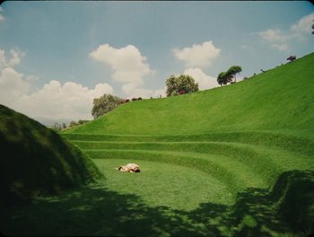 Movie still from “Elton John, Britney Spears - Hold Me Closer” (2022), directed by Tanu Muiño – Extreme Wide shot, High angle