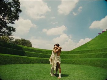 Movie still from “Elton John, Britney Spears - Hold Me Closer” (2022), directed by Tanu Muiño – Extreme Wide shot, Low angle