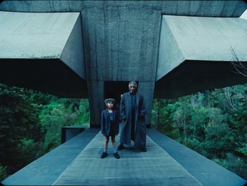 Movie still from “Elton John, Britney Spears - Hold Me Closer” (2022), directed by Tanu Muiño – Wide shot, Low angle