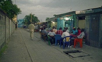 Movie still from “Oko Ebombo - Nalingi Yo” (2022), directed by Frank Lebon – Extreme Wide shot, High angle
