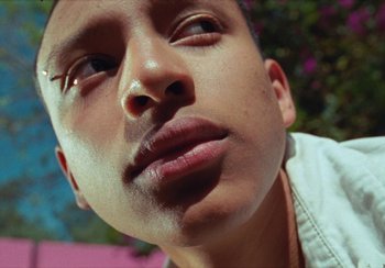 Movie still from “Lila Drew - Bad Juice” (2022), directed by Vincent Haycock – Extreme Close Up shot, Low angle