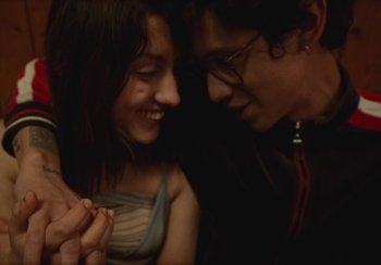 Movie still from “Lila Drew - Bad Juice” (2022), directed by Vincent Haycock – Close Up shot, Overhead angle